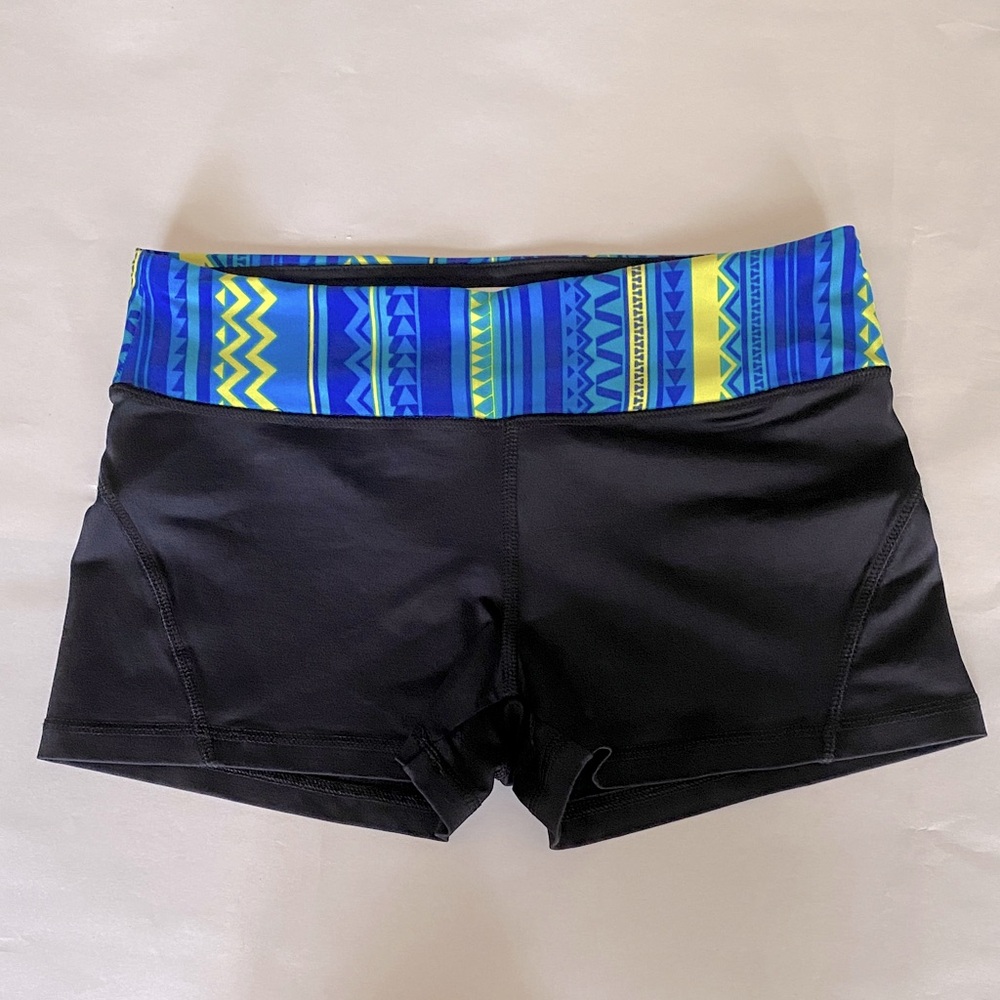 Forever 21 Black Shorts with Blue and Yellow Pattern